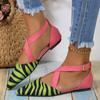 2024 New Striped Pointed Toe Ballet Flats Women Spring Summer Cross Strap Sandals Woman Plus Size Flat Heels Casual Shoes Female