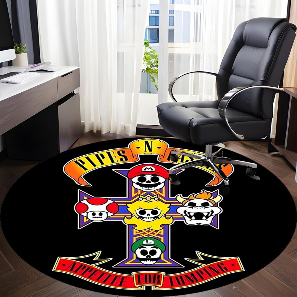 1pc Mario Pipes Castles Office Round Area Rug, Under Office Chairs Bedroom Living Room Home Decor a1022316