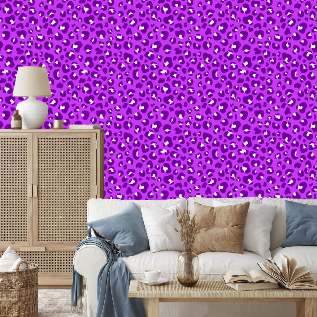 Purple Animal Skin Wallpaper in Purple, Lavender and White 50x1000