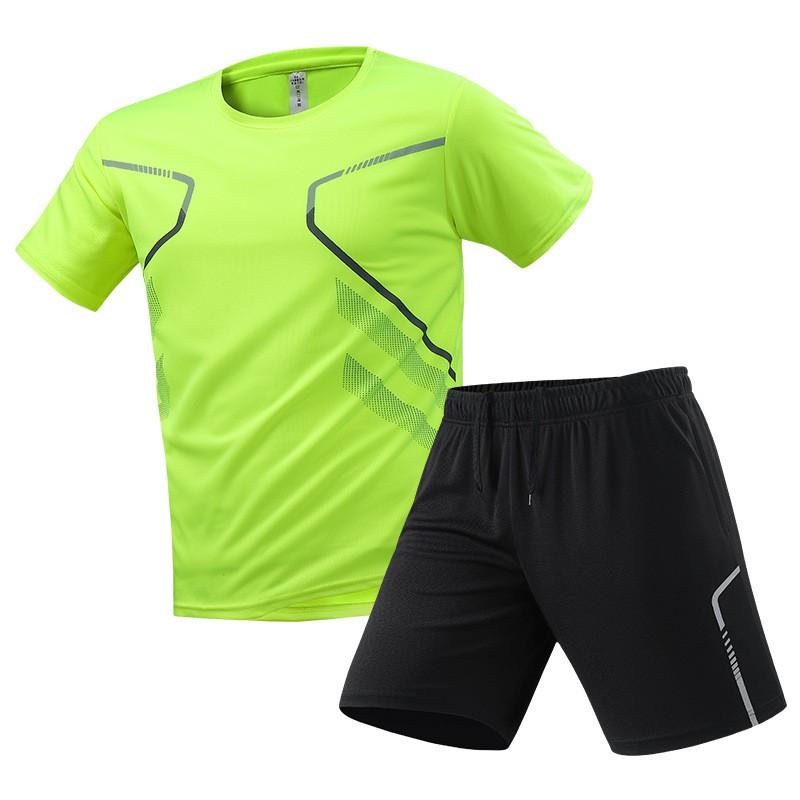 Mens Lightweight Breathable Sportswear Set Short Sleeve T-Shirt Shorts Running Gym Casual Wear