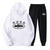 Mens Womens Streetwear Hooded Oversized Fleece-Lined Cotton Blend Tracksuit Set Winter Casual Hip Hop Outfit