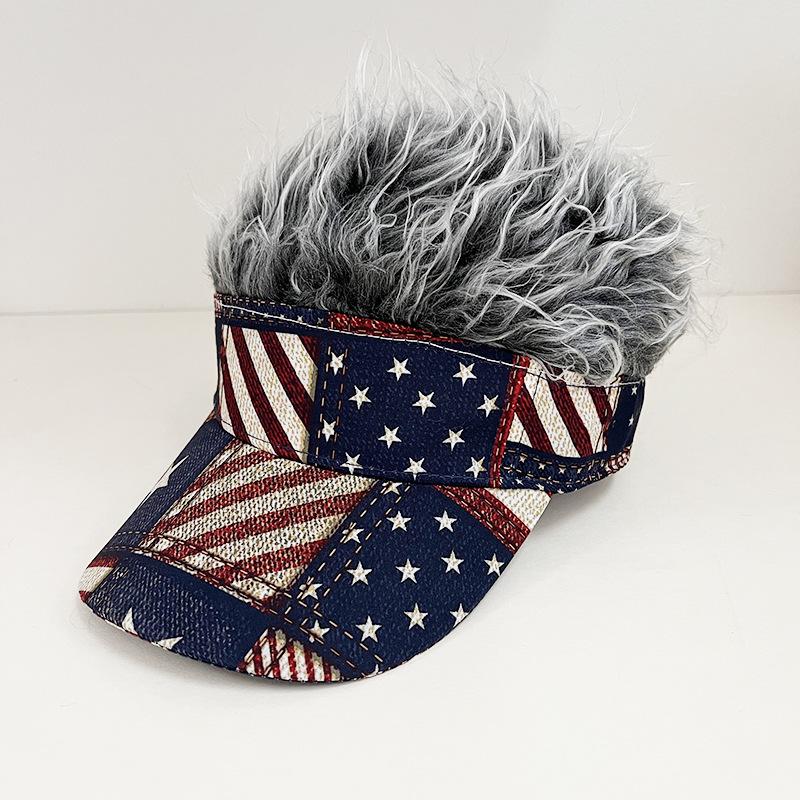 Fashion American flag simulation wig baseball cap European and American street personality wide brim cap batch