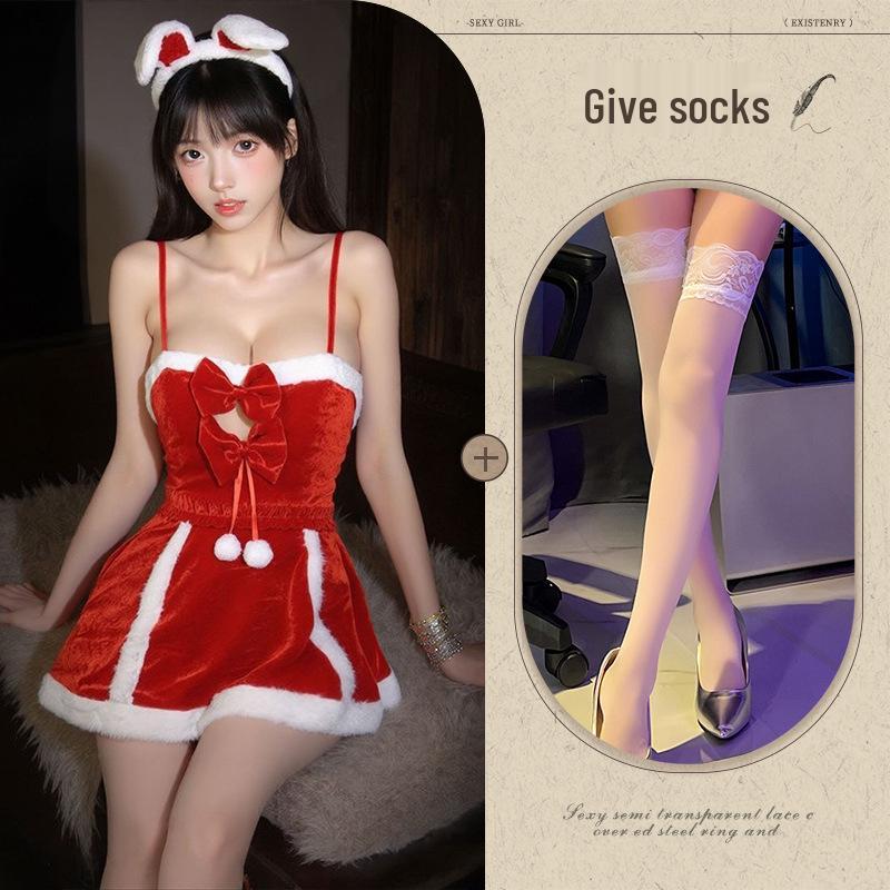 Кукла Любовь Рождественское Красное Бархатное Белье Ночная Сорочка для Новогоднего Маскарада Ролевой Игры
