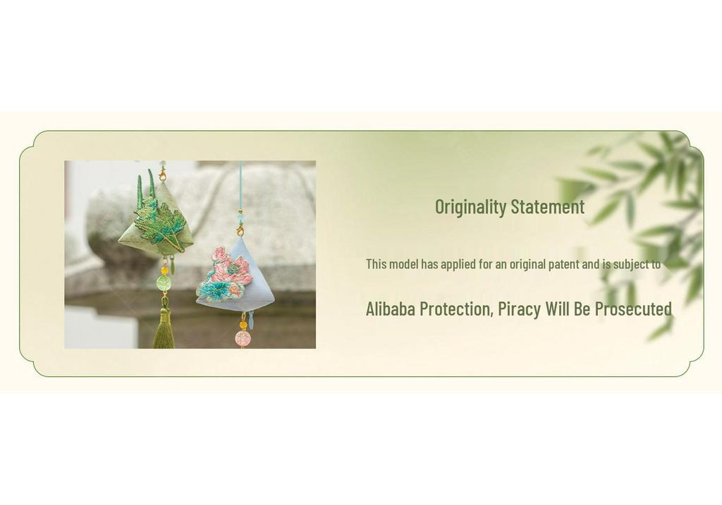 [Lisun] Dragon Boat Festival Embroidered Lotus Scented Sachet - Triangle Mugwort Leaf Zongzi Fragrance Bag