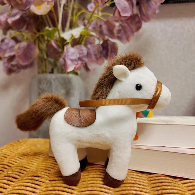 Simulation Mini Horse Plush Toys Pendant Soft Stuffed Animal Small Doll Key Chain Doll Birthday Party Souvenir Gift Present
