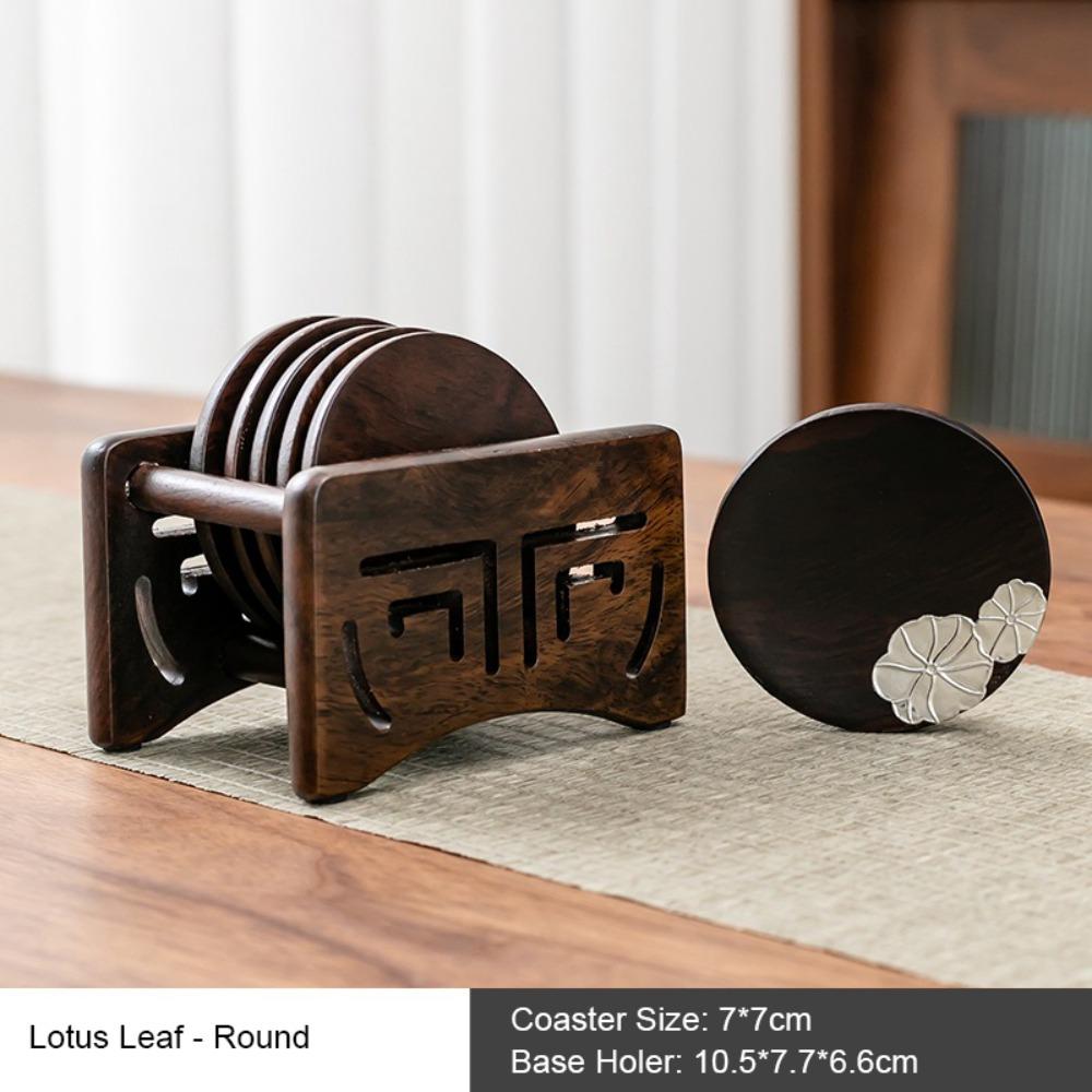 Heat Resistant Cup Pad Black Sandalwood Tea Tray High-End Cup Mat Tea Table