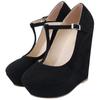 New Elegant 14cm  Ladies Platform Peep Toe Velvet  High Heels Wedge Shoes Fashion Sandals