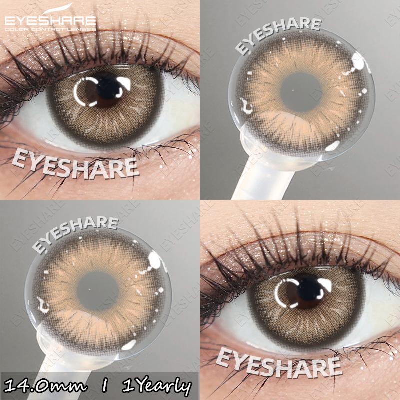 Eyeshare 2pcs Colored Contact Lenses for Eyes Blue Contact Black Eye Lens Gray Beautiful Pupils Yearly Brown Eyes Makeup Lenses
