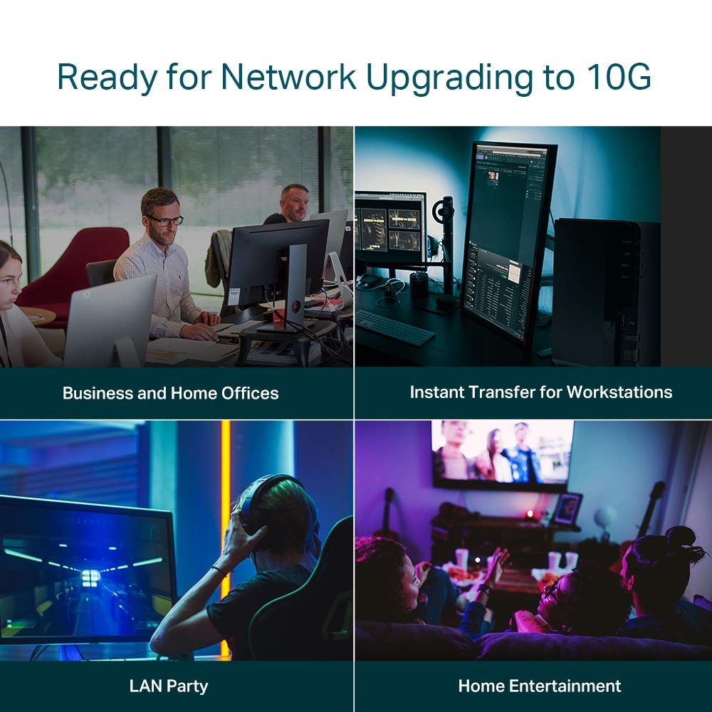 10G Неуправляемый коммутатор Plug-and-Play 8-портовый Multi-Gigabit TP-Link и TL-SX1008 (Все совместимые)
