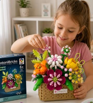 Building Blocks Flowers in a Basket Bouquet 732 Pieces Mini Blocks Decoration