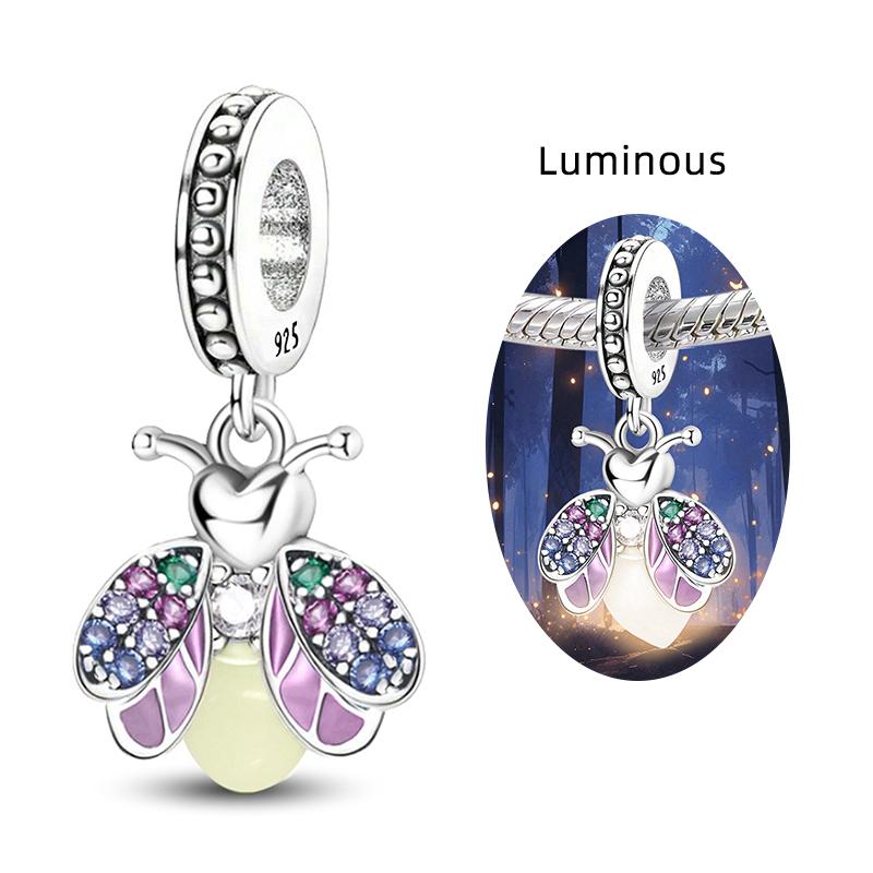 Оригинальные медные шармы-бусины, светящийся люминесцентный кулон в виде пчелы, светлячка, бабочки для браслета, шарма, DIY ювелирных изделий