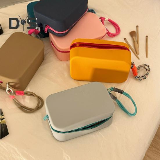 Силиконовая сумка для хранения большой емкости, водонепроницаемая застежка-молния, портативная косметичка, органайзер для косметики