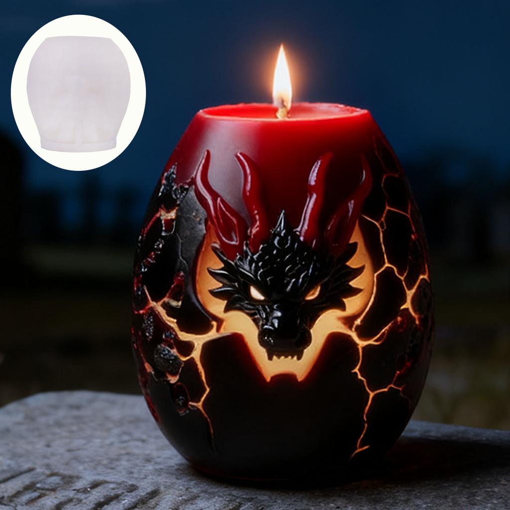 Рельефная форма в виде головы дракона для свечи в форме яйца, силиконовая форма для свечи своими руками, креативный рельеф головы дракона, ароматическая свеча, диффузорный камень