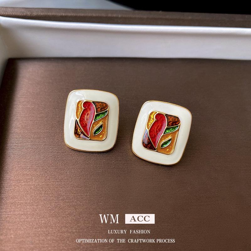 Серьги-капли геометрической формы Анкара из серебряной иглы – Ретро Высокая мода для женщин