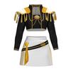 Kids Girls Demon Costume Stand Collar Coat T-shirt Shorts Set Children Printed Design Cosplay Performances Costumes