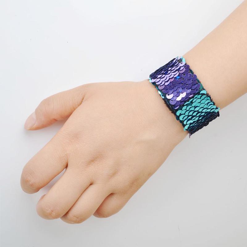 Рождественские украшения с блестками для детей, двойные цвета, ювелирные изделия, браслет с русалкой, фестивальный подарок, хлопковое кольцо, 1 шт.