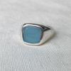 Aqua Chalcedony Signet Ring, 925 Sterling Silver Ring, Handmade Gemstone Jewelry, Men Women Ring