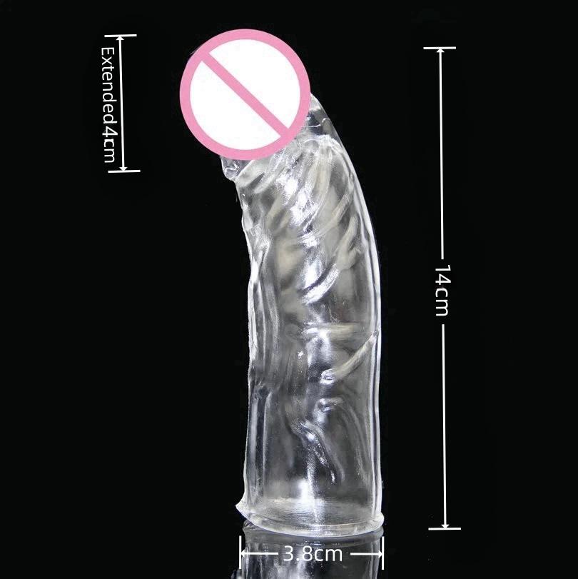 Large Realistic Penis Sleeve Extender Cock Sleeve Dick Enlargement Men Sex Toys Delay Ejaculation Reusable Condom 18+