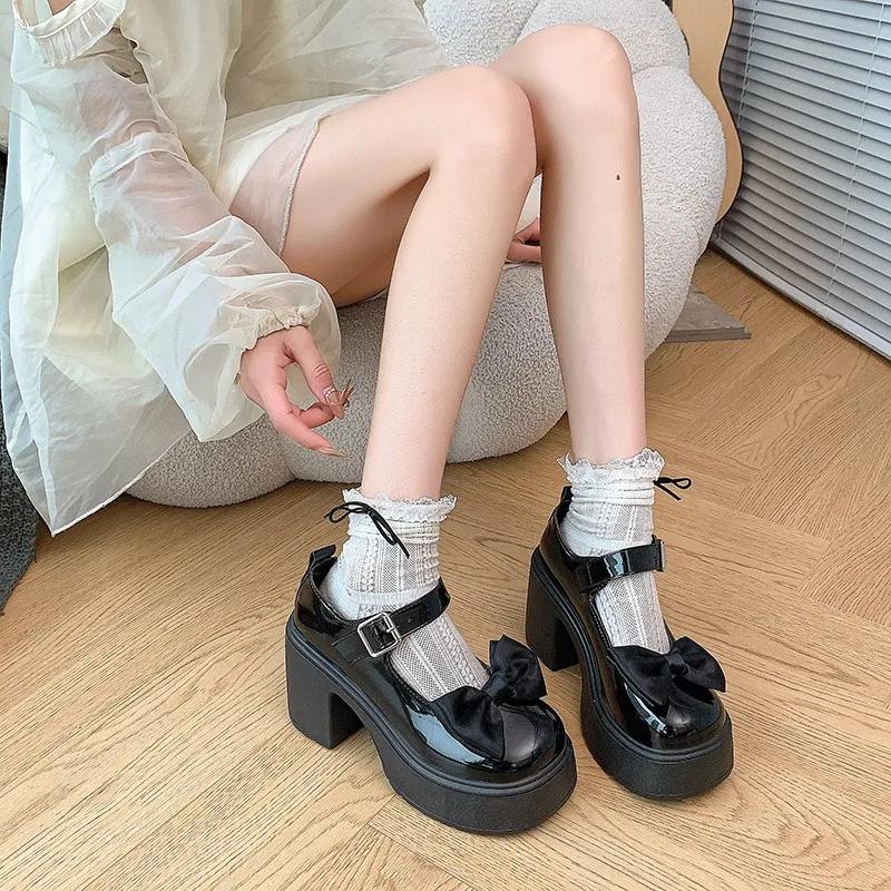 Brand Women's Shoes 2025 Mary Janes Women's High Heels Fashion Butterfly-knot Dress Pumps Women New Plus Size Solid Heels Women