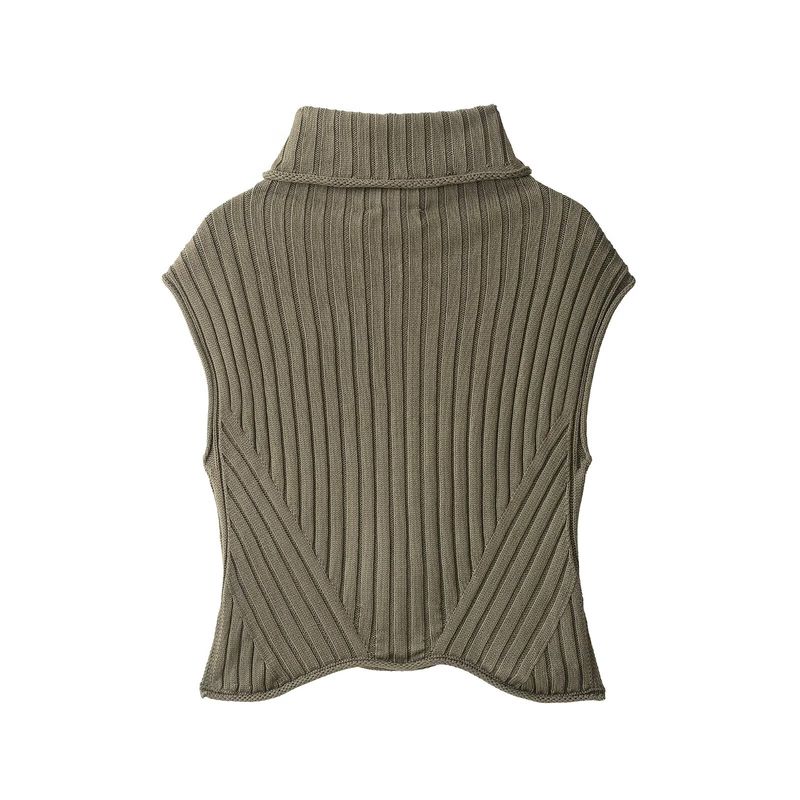 Autumn New Arrival Fashion Wind Foreign Trade Women's Clothing Stylish Simple and Versatile Turtleneck Knitting Vest Tops 6771118
