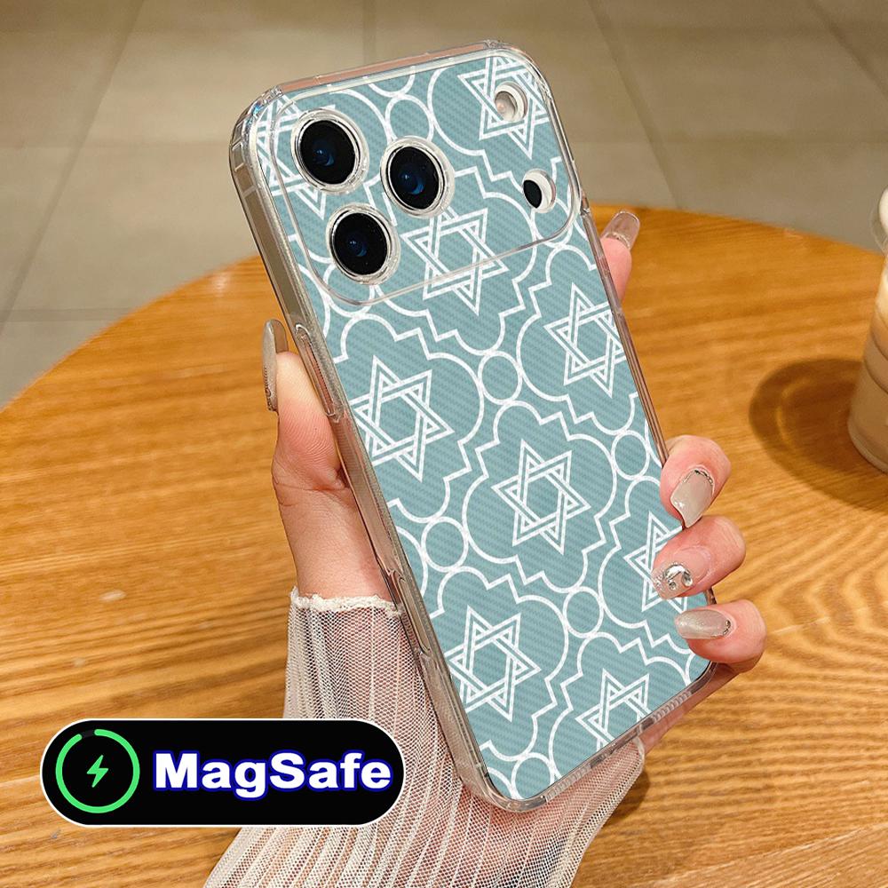 Еврейский чехол для телефона Ханука для iPhone 17 16 15 14 13 12 11 Air Pro Max Plus Mini Magsafe Прозрачный Цветной Чехол Роскошный
