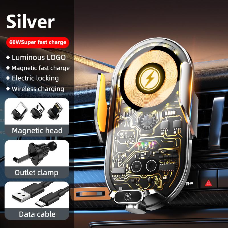 Новая прозрачная магнитная рамка для навигации по транспортному средству, автомобильное беспроводное зарядное устройство 66 Вт, супер быстрая зарядка, автомобильный держатель для телефона