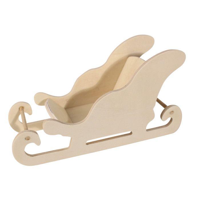 MégaCréa DIY - Traineau du Père Noel en bois Déco de Noel 17,5 cm
