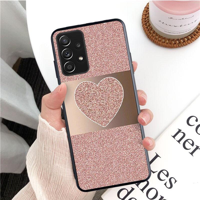 Чехол для телефона из розового золота с розовым сердечком и бабочкой для Samsung Galaxy A13 A22 A12 A32 A71 A11 A21S A33 A52 A72 A51 A50 A70 A31 M31