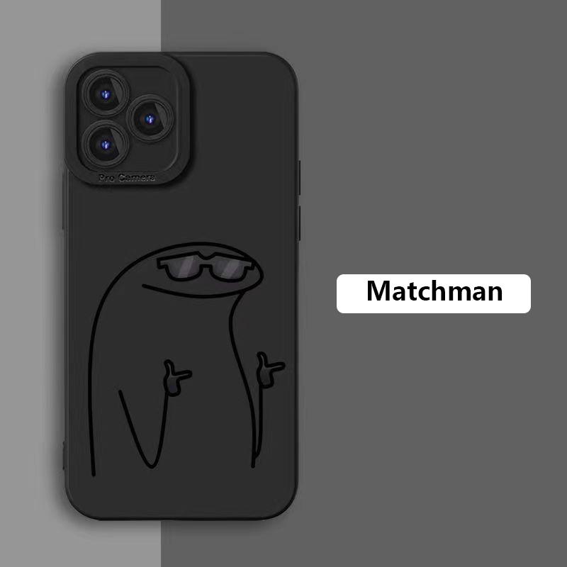 Cute Cartoon Matchman Silicone Phone Case For IPhone 16 15 14 13 Pro Max 12 Mini 11 Pro XS XR X 7 8 Plus SE  Case