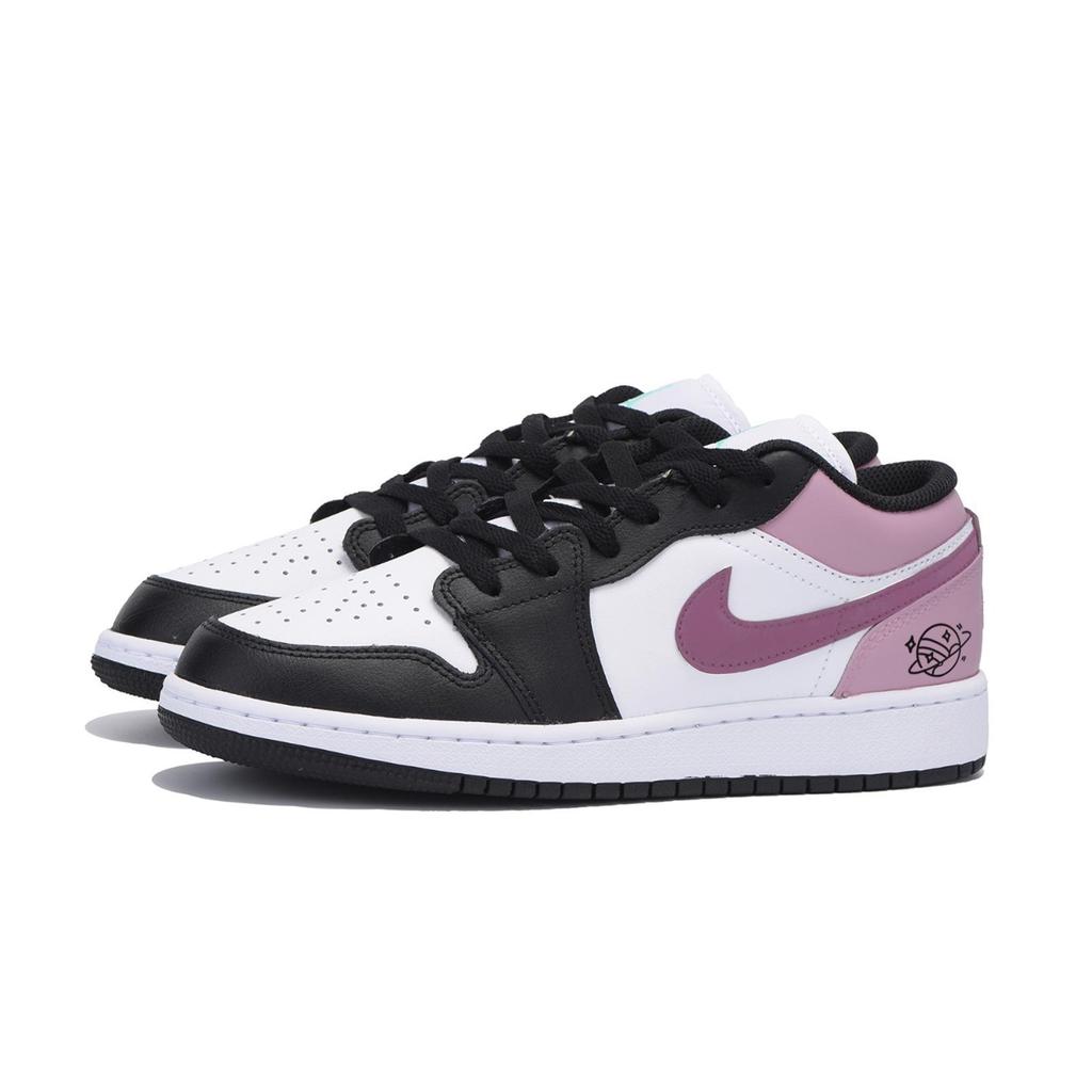 Jordan Air Jordan 1 Puppy Fragment Нескользящие Износостойкие Низкие Винтажные Баскетбольные Кроссовки Женские Черно-Розовые 553560-131(Команда85-)