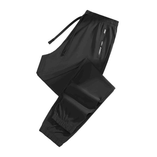 Unisex Summer Ice Silk Pants Thin Loose Straight Leg Cooling Trousers Drawstring Elastic Waist Slacks Quick-drying Solid Color Sweatpants