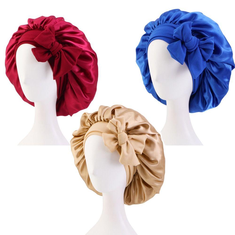 Turban Bonnet Silk Nightcap Hair Care Sleep Hat Headwear Sleeping Cap  Women Children