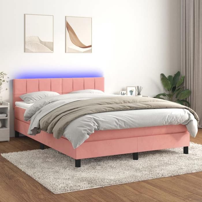 Maison Exclusive - Sommier à lattes de lit avec matelas et LED Rose 140x190 cm
