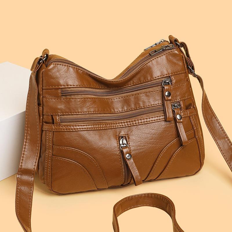 Мягкая кожаная сумка-мессенджер, наплечная сумка, простая сумка для мамы, женская новая модная универсальная ретро-сумка