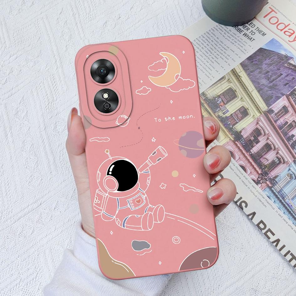 Чехол для телефона для OPPO A1 Pro 5G A9 A11 A15 A15S A17 A17K A33 A52, милый защитный чехол для камеры астронавта, жидкий силиконовый мягкий чехол для OPPO A58 Fundas Coque