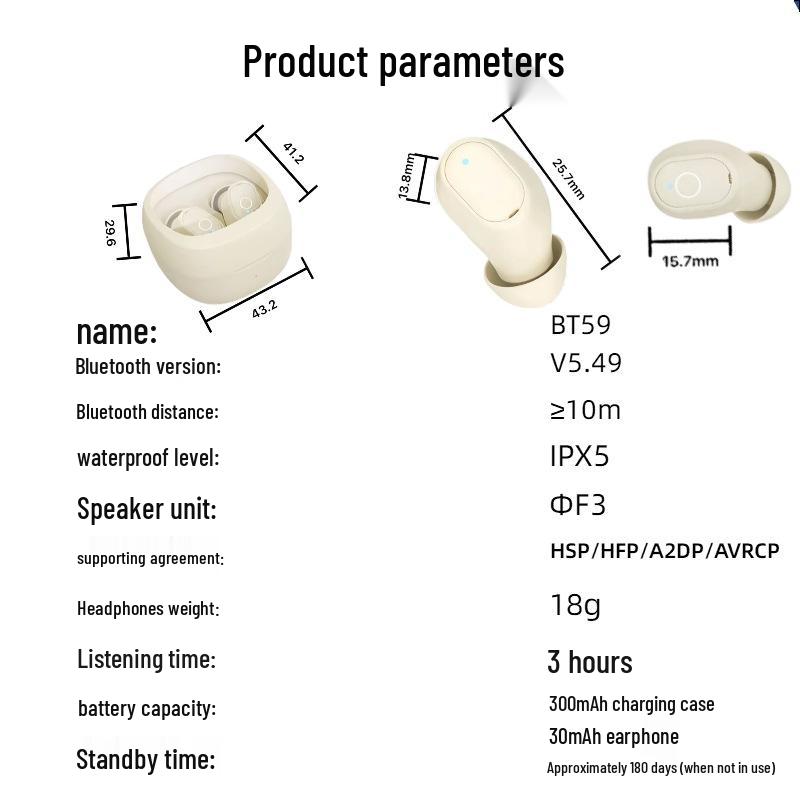 Compact Mini Dual Ear Bluetooth Earphones: Noise-Cancelling, Ultra-long Battery, Perfect for Gaming & Sports
