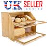 2 Tier Bamboo Bread Bin Double Layer Kitchen Storage Container Loaf Bread Box