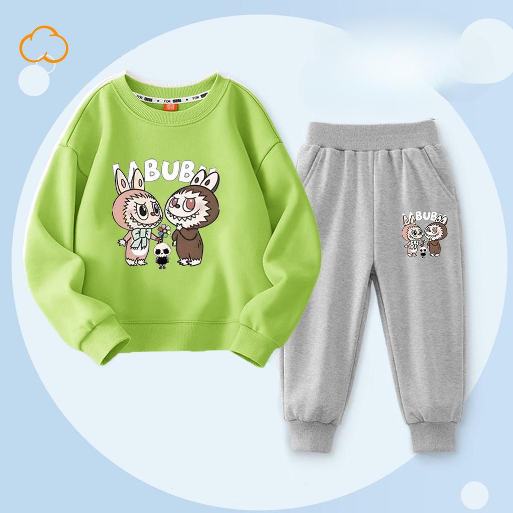 Весенне-осенний детский модный комплект с принтом букета: леггинсы и топ с круглым вырезом для девочек