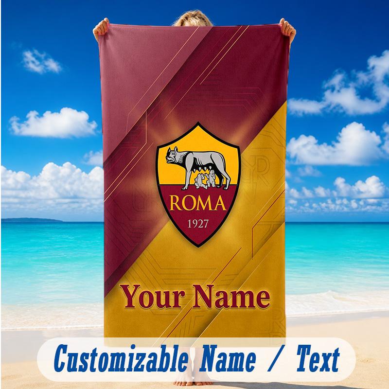 Beach Towel Custom Name Text, Quick Dry Large Towel For Beach HomeAS Roma