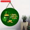 2D Flat 20*20cm1pc Happy St.Patrick's Day Three-leaf Clover&gold&hat Patterns Green Theme Round Door Pendant, St.Patrick'sDay Hanging Wooden Suitable