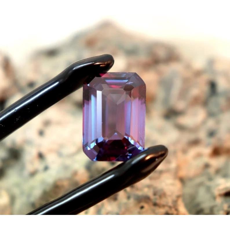 Color Change Natural Alexandrite Emerald Cut CERTIFIED Loose Gemstone