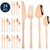 24Pcs Creative Gold Tableware Dinnerware Set Knife Fork Coffee Spoon Cutlery Set Stainless Steel Flatware Western Silverware