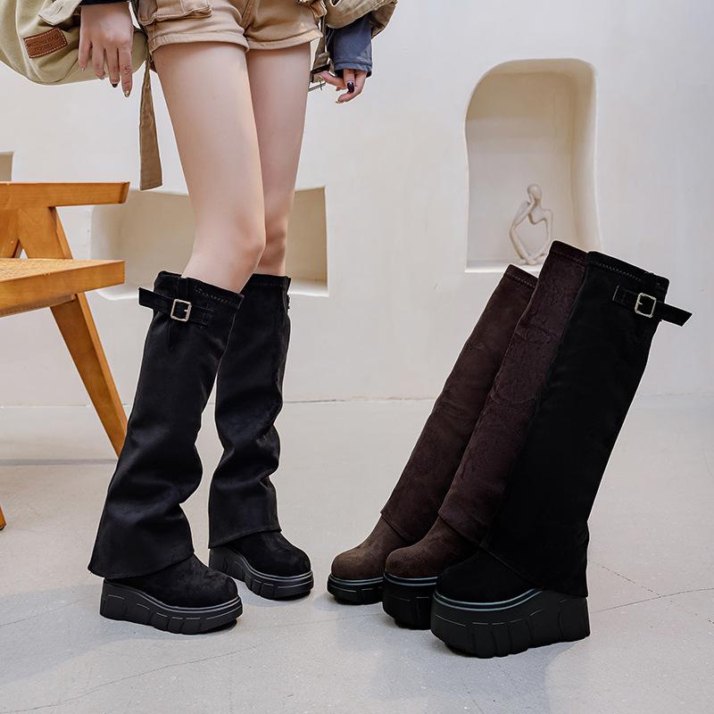 Two-wear Sleeve High Boots Design Sense Niche Boots 2025 Autumn and Winter Removable Boots Half Tray Women's Shoes Tide