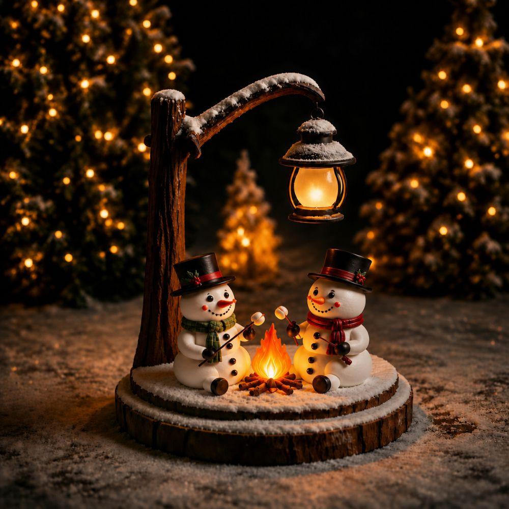 Resin Snowman Reading Lantern Atmosphere Christmas Decor Lamp Christmas Gifts