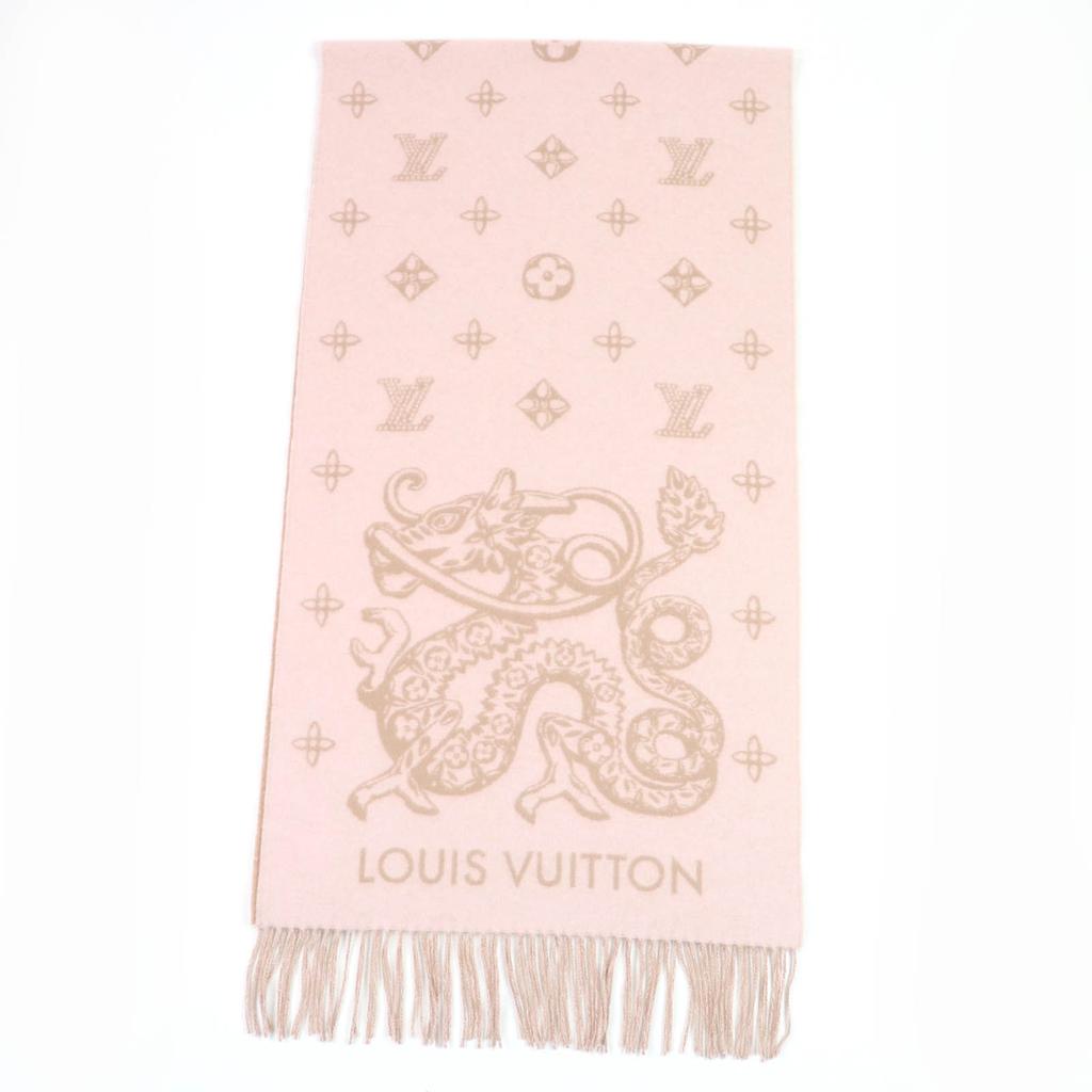 Great LOUIS VUITTON Echarpe Reykjavik Precious Dragon pink cashmere M79543 Used