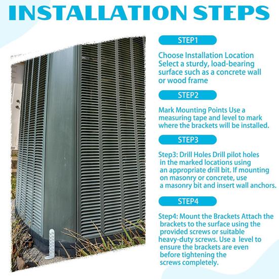 4 шт. Кронштейны конденсатора Простая установка Устойчивые к коррозии Сверхпрочные Оцинкованные L-образные кронштейны Комплект для крепления