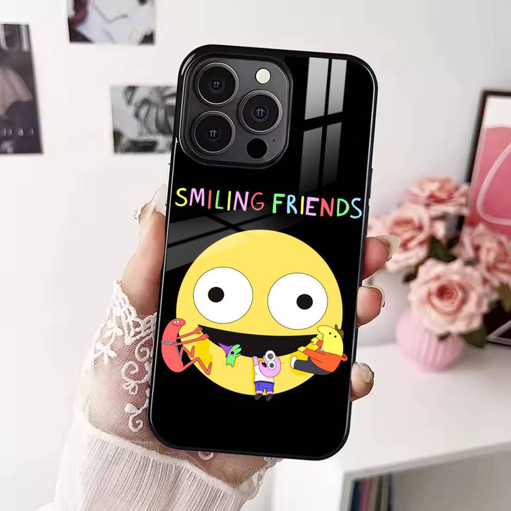 Мультяшный чехол для телефона S-Smiling friends Для iPhone 17 16 15 14 13 12 Pro Max Plus для Magsafe Зеркальный Беспроводной Магнитный Чехол