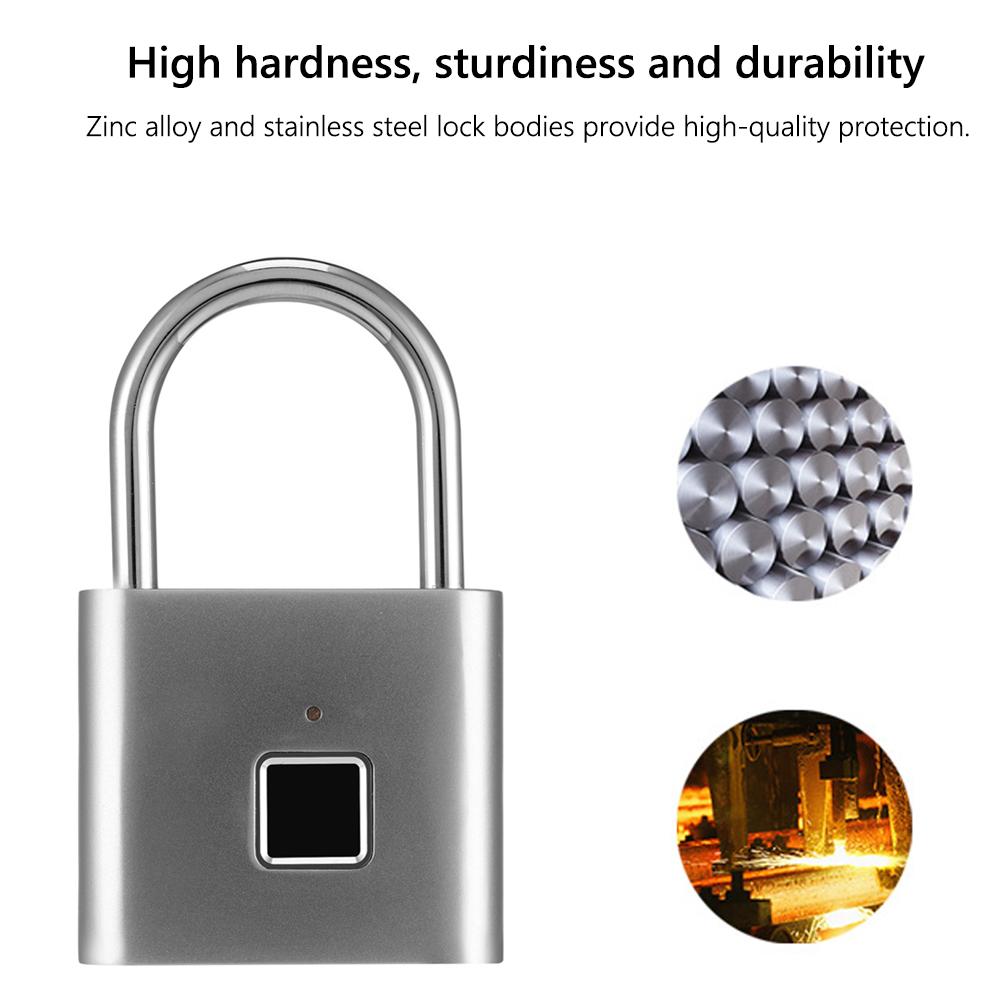 Electronic Semiconductor Fingerprint Lock Smart Door Lock Rechargeable Security Padlock for Dormitory Home