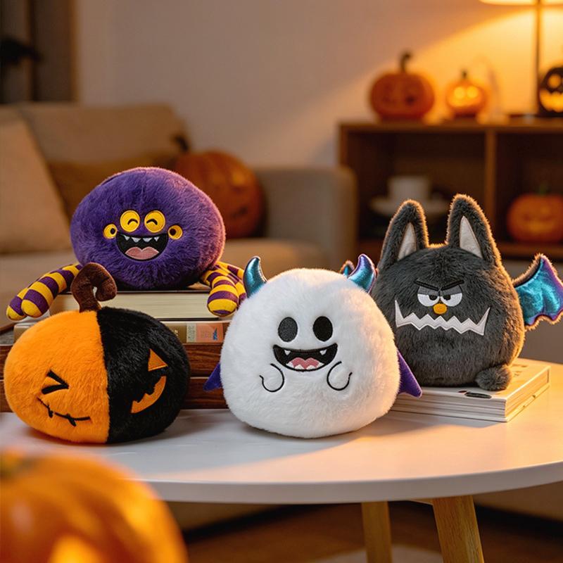 1Pc 18cm Kawaii Halloween Plush Toys Cute Pumpkins Spider Ghost Bat Plushie Dolls Funny Gift for Halloween Decoration