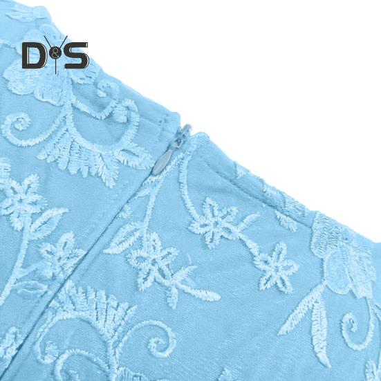 Women Plus Size Prom Dress O Neck Half Sleeve Embroidery Lace Floral Patchwork Dress Fake Two Pieces Wedding Party Dress